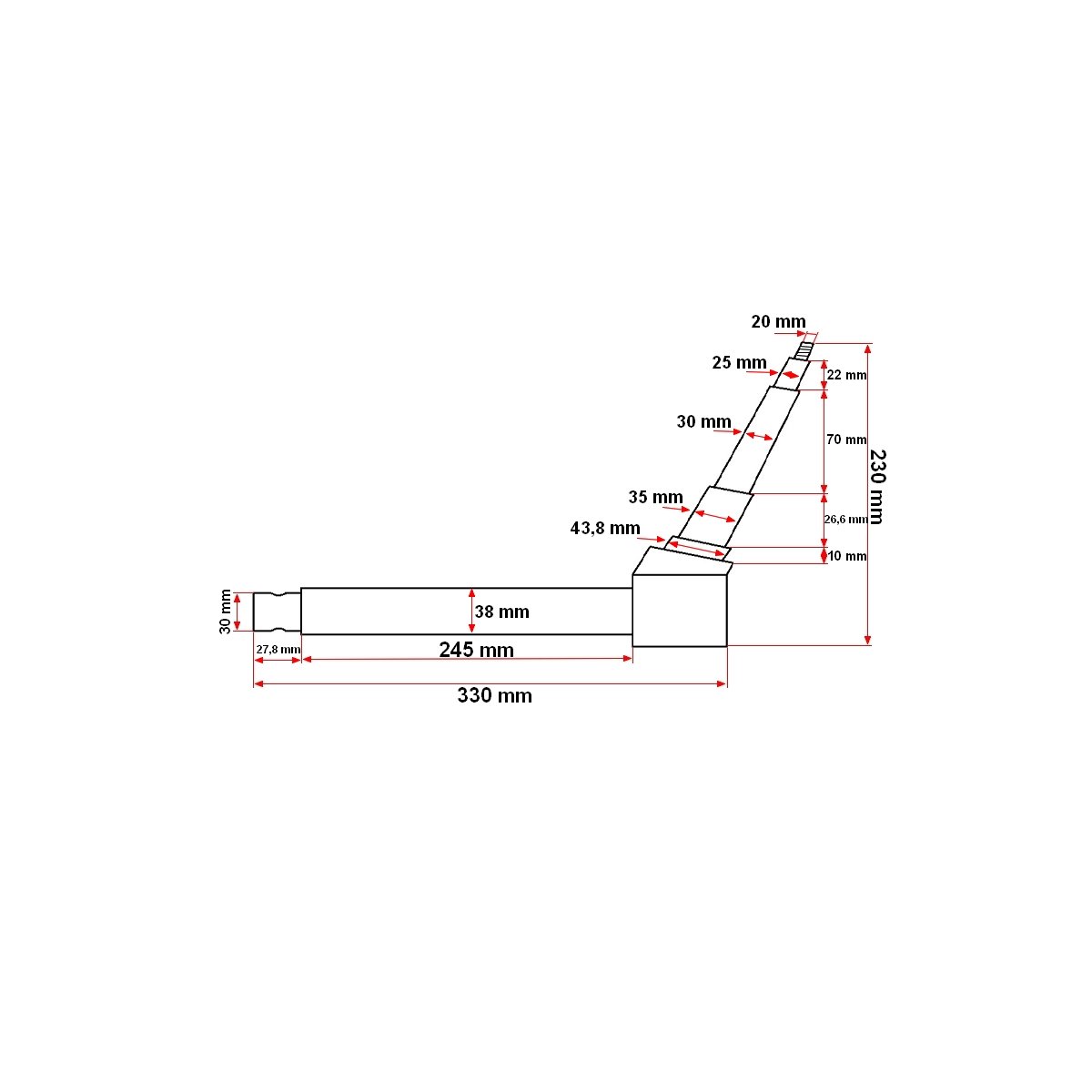 Fuzeta stanga L=275mm UTB U-445 si Fiat 480